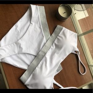 White bikini with silver trim